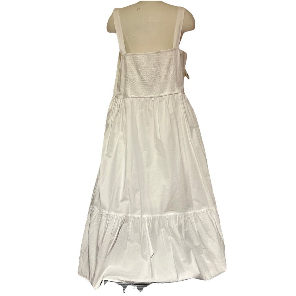 Tiered Maxi Dress White Extra Large XL Lined Cotton Boho Pockets Summer New - Picture 12 of 15
